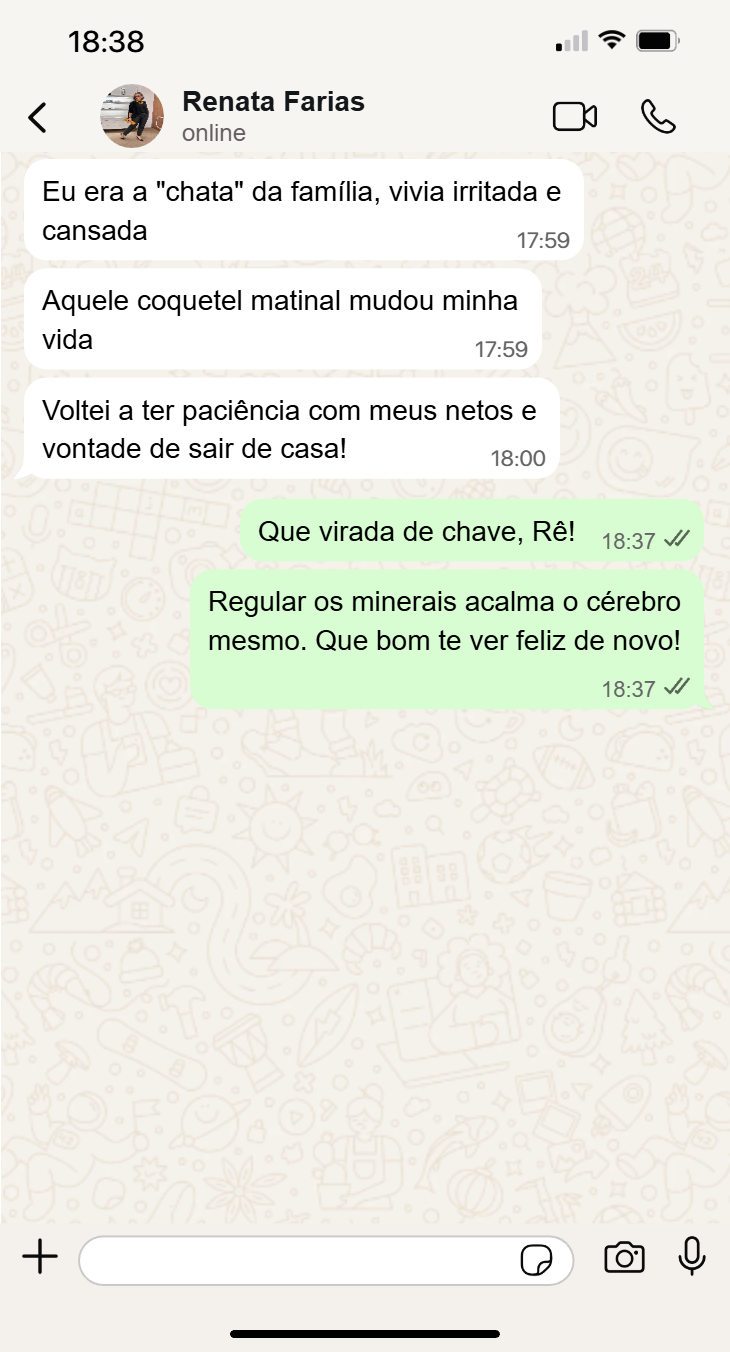 Depoimento de cliente em screenshot de WhatsApp 1