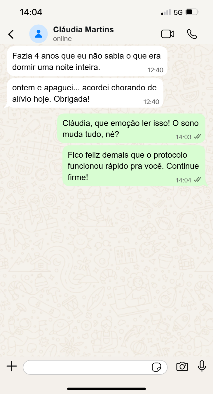 Depoimento de cliente em screenshot de WhatsApp 4